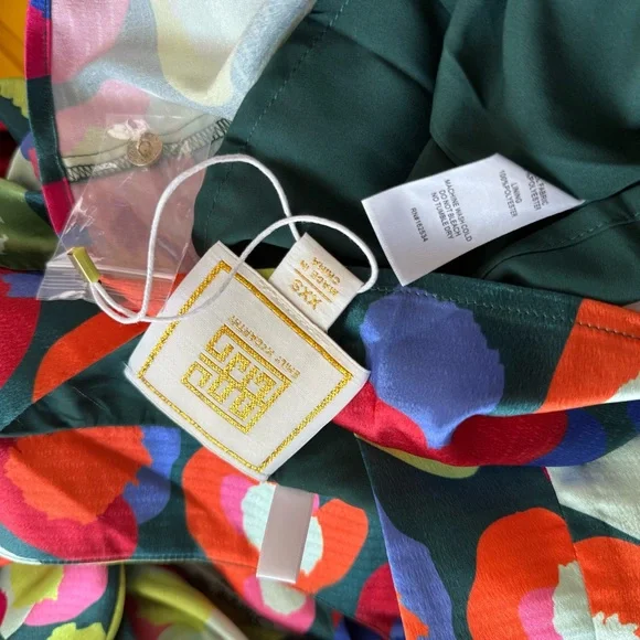 New Emily McCarthy Polka Dots Ruffle Maxi Long Sleeve Dress Floral Tiered 2XS - Picture 12 of 12